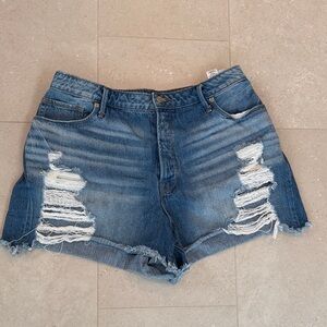 Good American Blue Distressed Jean Shorts